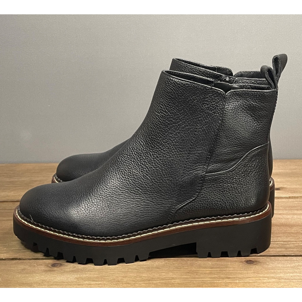 Nordstrom Women's Miller 2 Water Resistant Boots Size 7.5 Black Leather Lug Sole - Picture 7 of 16